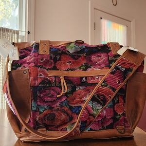 NWT Nena & Co Convertible Day Bag + Strap – OOAK Huipil + Leather
